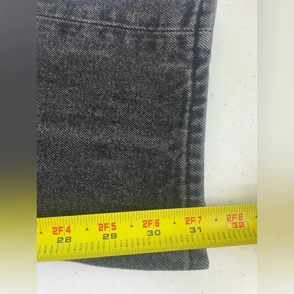 Vintage AKOO Faded Distressed Black Gold Jeans Embroidered Leaf‎ Detail 36 0011 - Picture 8 of 13